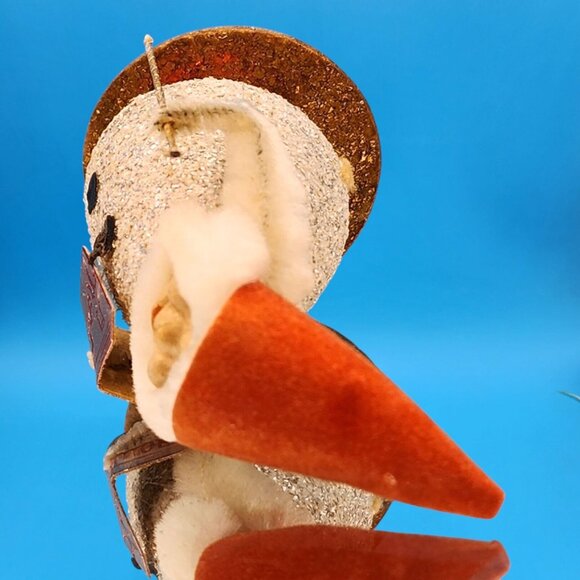 Vintage 1950s Putz Elf Christmas Ornament • Red Flocked Hat • Holding Book & Sta - Picture 7 of 9